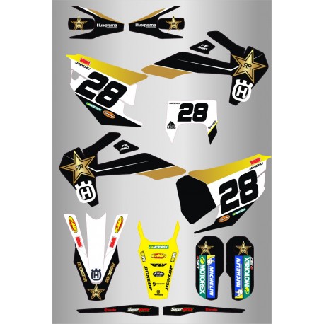 Kit de Adhesivos Rockstar Husqvarna Te/Fe 20-23 Negro/Amarillo.