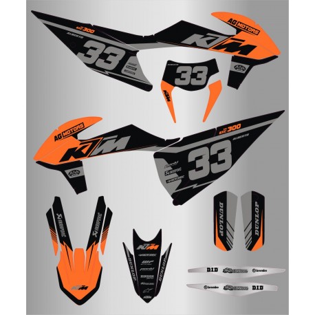 Kit de Adhesivos Ag Motors Ktm Exc/Exc-f 20-22 Naranja/Negro.