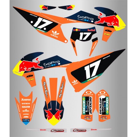 Kit de Adhesivos GoPro RedBull Ktm Exc/Exc-f 20-22 Naranja/Azul.
