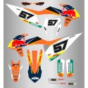 Kit de Adhesivos Factory RedBull Ktm Exc/Exc-f 20-22 Naranja/Blanco.