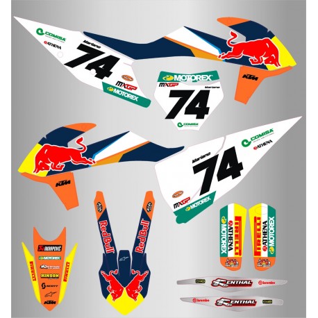Kit de Adhesivos Factory RedBull Ktm Sx/Sx-f 19-22 Naranja/Blanco.