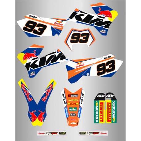 Kit de Adhesivos RedBull Ktm Exc/Exc-f 05-07 Azul/Naranja.