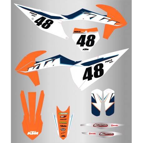 Kit de Adhesivos Original Ktm Sx/Sx-f 19-22 Naranja/Blanco.