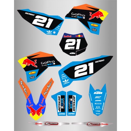 Kit de Adhesivos Red Bull Ktm Sx/Sx-f 08-10 Negro/Azul.