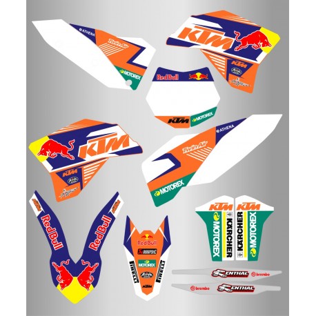 Kit de Adhesivos Red Bull Ktm Sx/Sx-f 08-10 Naranja/Azul.
