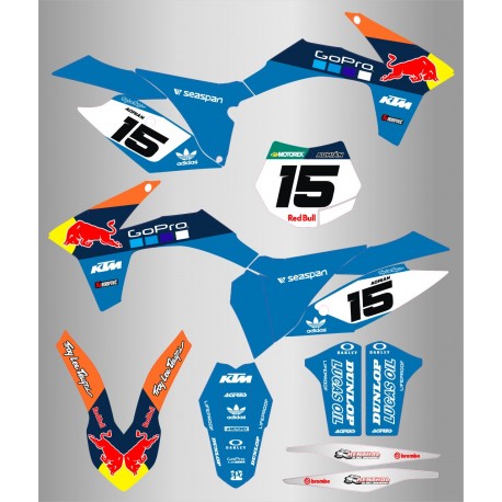 Kit de Adhesivos GoPro RedBull Ktm Sx/Sxf 11-12 Azul/Celeste.