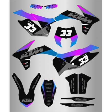 Kit de Adhesivos Ktm Exc/Exc-f 12-13 Azul/Rosa.