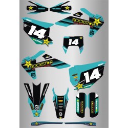 Kit de Adhesivos Rockstar Husqvarna Te/Fe 20-23 Celeste/Negro.