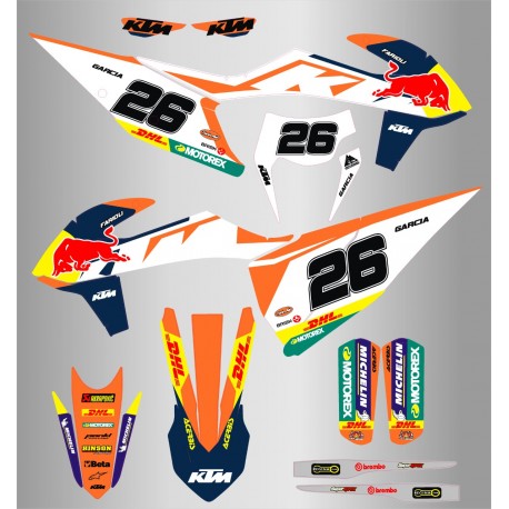 Kit de Adhesivos RedBull Factory Ktm Exc/Exc-f 20-23 Naranja/Blanco.