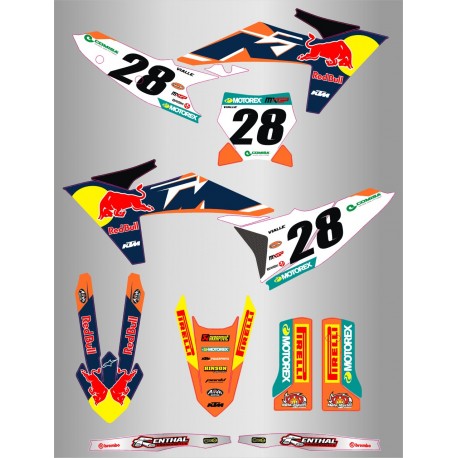 Kit de Adhesivos RedBull Factory Ktm Sx/Sx-f 2023 Naranja/Azul.