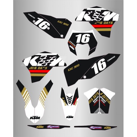 Kit de Adhesivos Six Days Ktm Exc/Exc-f 08-11 Negro/Dorado.