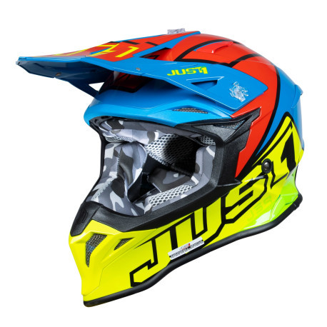 Casco Just1 J-39 Thruster Amarillo Fluor/Azul/Rojo