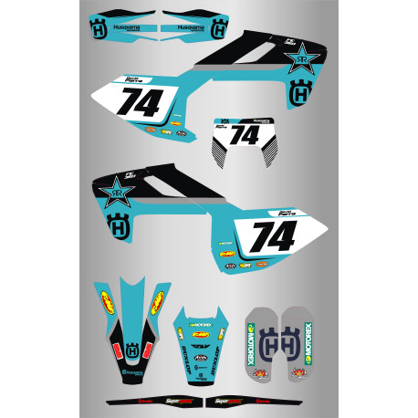 Kit de Adhesivos Husqvarna  fc-tc 2016/2018 Azul/Amarillo