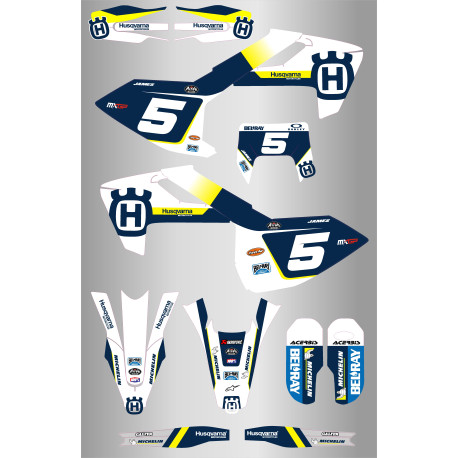 Kit de Adhesivos Husqvarna  fc-tc 2016/2018 Azul/Amarillo