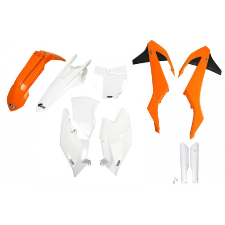 Kit Plásticos Ufo Ktm Sx/Sxf 16-18 Naranja/Blanco.