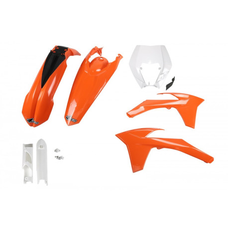 Kit Plásticos Ufo Ktm Exc/Exc-f 12-13 Naranja/Blanco.