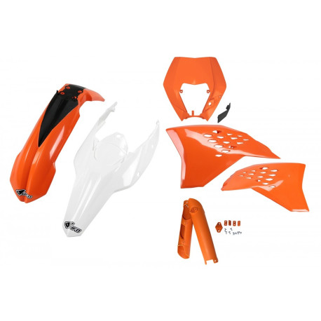 Kit Completo Plásticos Ufo Ktm Exc/Exc-f 08-11 Naranja/Blanco.