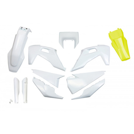 Kit Completo Plásticos Ufo Husqvarna Te/Fe 20-23 Blanco/Amarillo.