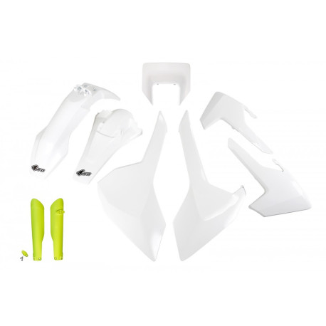 Kit Completo Plásticos Ufo Husqvarna Te/Fe 17-19 Blanco/Amarillo.