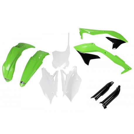 Kit Completo Plásticos Ufo Kawasaki Kxf 450 2018 Blanco/Verde.