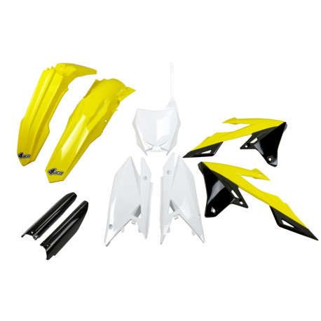 Kit Completo Plásticos Ufo Suzuki Rmz 250 19-23 Blanco/Amarillo.