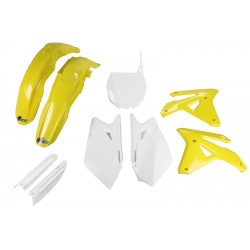 Kit Completo Plásticos Ufo Suzuki Rmz 450 2007 Blanco/Amarillo.