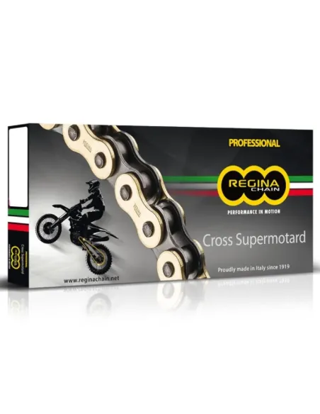 Cadena Regina 520 Rx3 Sin Retenes Súper Reforzada Color Dorada.