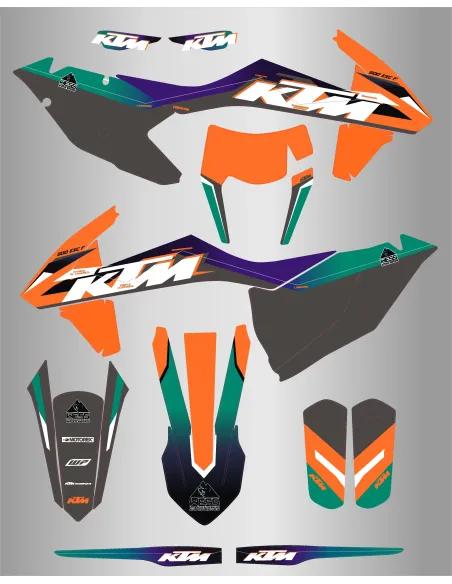 Kit de Adhesivos Factory Ktm Exc/Exc-f 125-500 17-19 Wess.