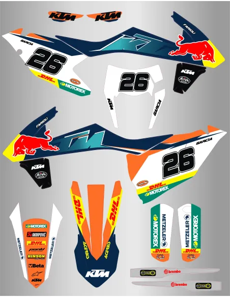 Kit de Adhesivos Factory Ktm Exc/Exc-f 125-500 17-19 Factory Celeste.