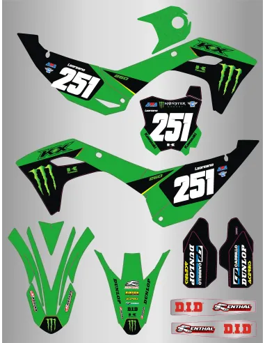 Kit de Adhesivos Monster Energy Kawasaki Kxf 250 25-26/Kxf 450 24-26.