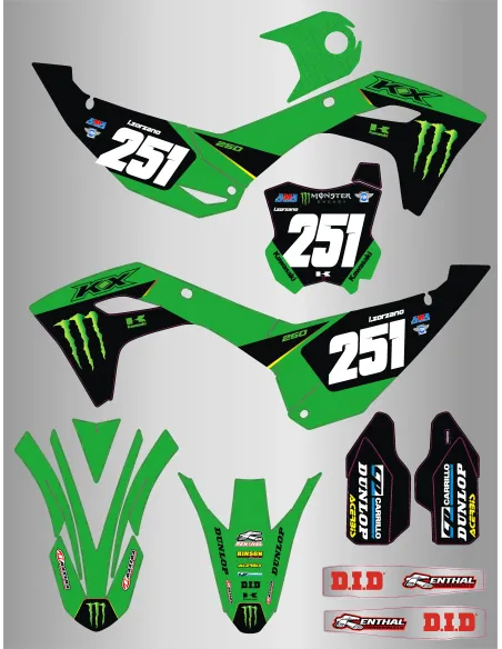 Kit de Adhesivos Monster Energy Kawasaki Kxf 250 25-26/Kxf 450 24-26.
