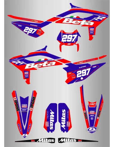 Kit de Adhesivos Beta RR 125-480 23-24 Azul/Rojo.
