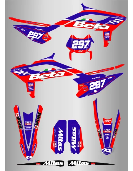 Kit de Adhesivos Beta RR 125-480 23-24 Azul/Rojo.