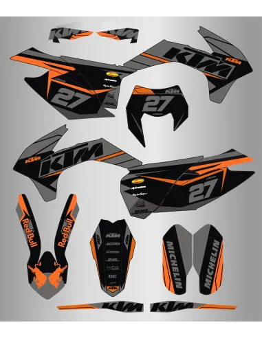 Kit de Adhesivos Ktm Exc/Excf 125-500 2016 Negro/Gris.