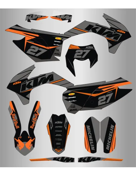 Kit de Adhesivos Ktm Exc/Excf 125-500 2016 Negro/Gris.