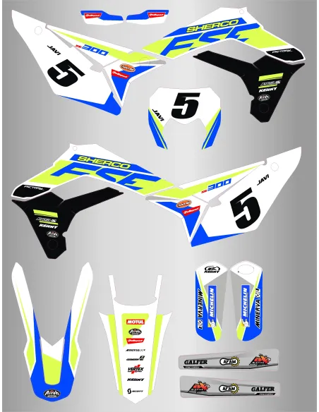 Kit de Adhesivos Sherco Se/Sef 125-500 18-23 Amarillo Flúor.