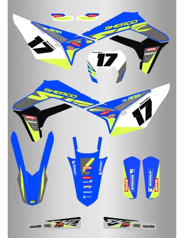 Kit de Adhesivos Sherco Se/Sef 125-500 18-23 Amarillo Flúor.