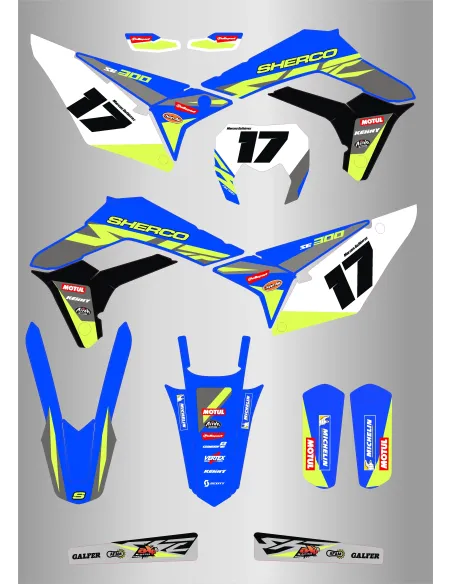 Kit de Adhesivos Sherco Se/Sef 125-500 18-23 Amarillo Flúor.