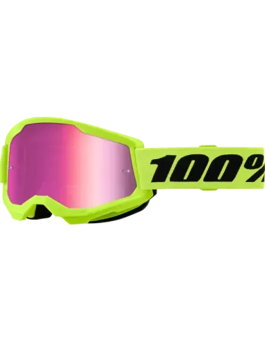 Gafas 100% Strata 2 Amarillo Flúor - Lente Espejo.