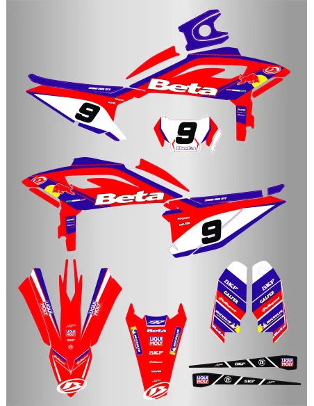 Kit de Adhesivos Beta RR 125-480 25-26 Azul/Rojo.