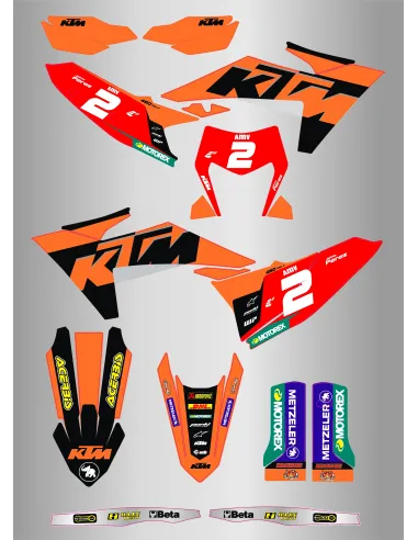 Kit de Adhesivos Factory Cervantes Ktm Exc/Exc-f 125-500 24-25.