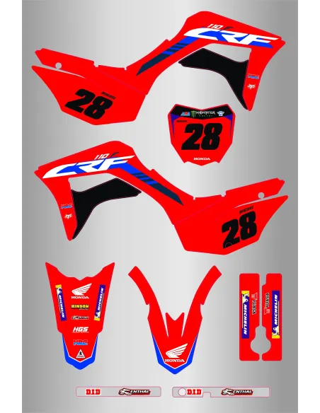 Kit de Adhesivos Honda Crf 110 19-24 Rojo.