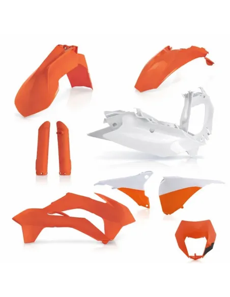 Kit Completo Plásticos Acerbis Ktm Exc/Excf 125-500 2016 Naranja/Blanco.