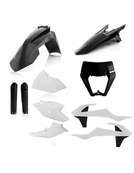 Kit Completo Plásticos Acerbis Ktm Exc/Excf 125-500 17-19 Negro/Blanco.