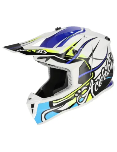 Casco Acerbis Linear Azul/Amarillo Flúor Brillo.