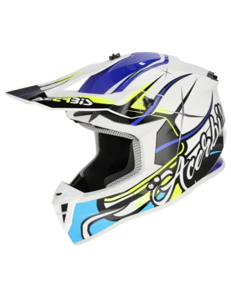 Casco Acerbis Linear Azul/Amarillo Flúor Brillo.