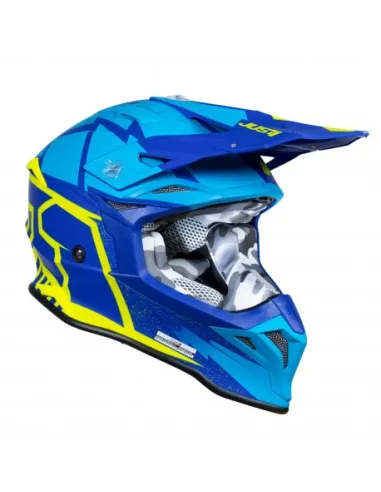 Casco Just1 J-39 Poseidon Celeste/Amarillo Flúor Brillo.