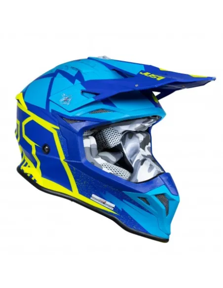 Casco Just1 J-39 Poseidon Celeste/Amarillo Flúor Brillo.