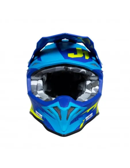 Casco Just1 J-39 Poseidon Celeste/Amarillo Flúor Brillo.