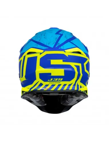 Casco Just1 J-39 Poseidon Celeste/Amarillo Flúor Brillo.